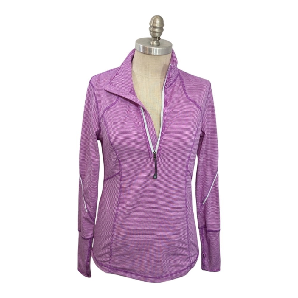 Tangerine Purple Long Sleeve 1/4 Zip Athletic Pullover Size Small